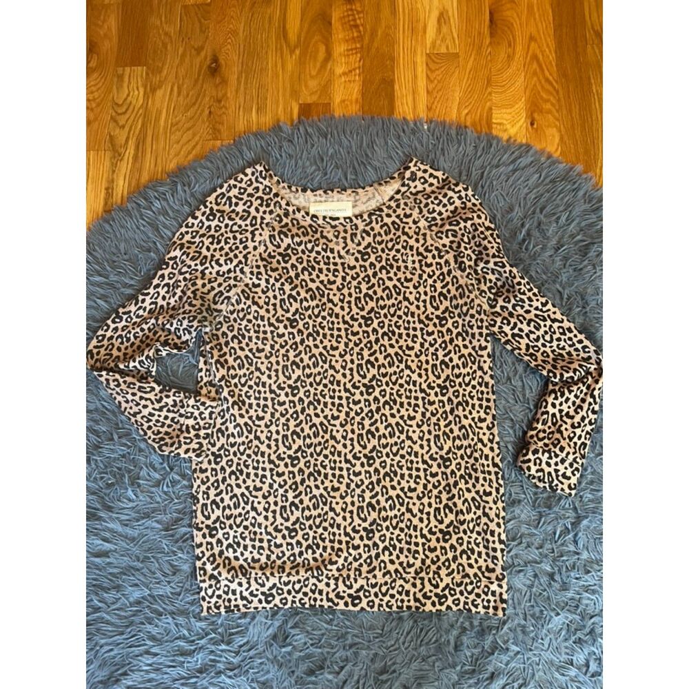 Obey Propaganda Cream Brown Cheetah Print Long Sleeve Top Size M